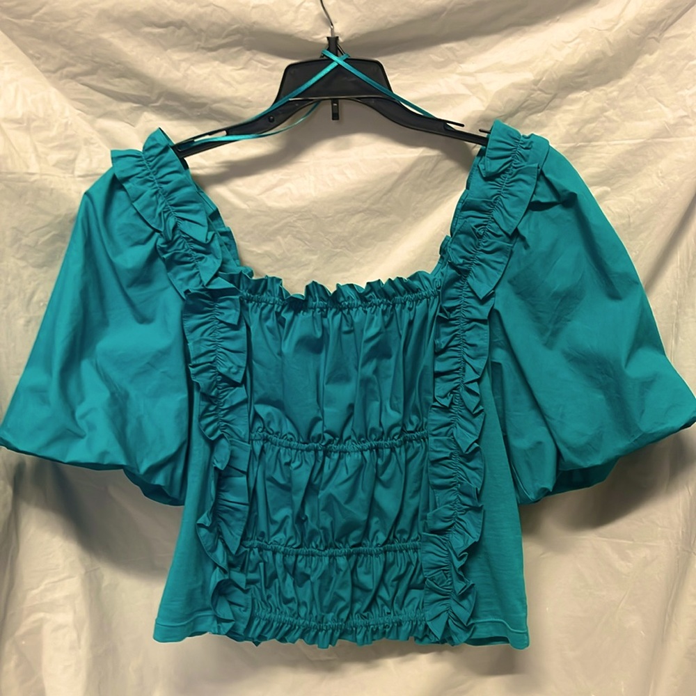 NWT - INC women’s teal puffy sleeve blouse